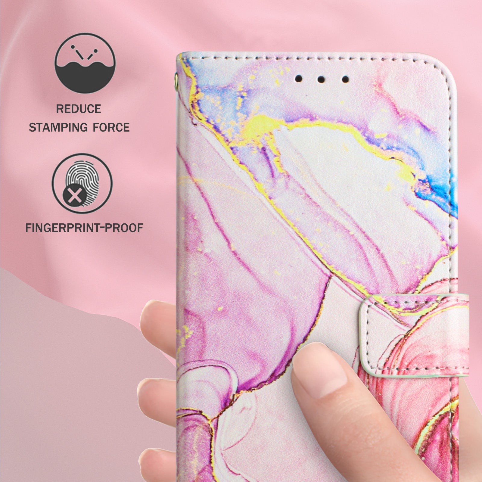 Uniqkart for iPhone 15 Pro YB Pattern Printing Leather Series-5 Mobile Phone Case Leather Stand Wallet Cover - Rose Gold LS005 Uniqkart for iPhone 15 Pro YB Pattern Printing Leather Series-5 Mobile Phone Case Leather Stand Wallet Cover - Rose Gold LS005